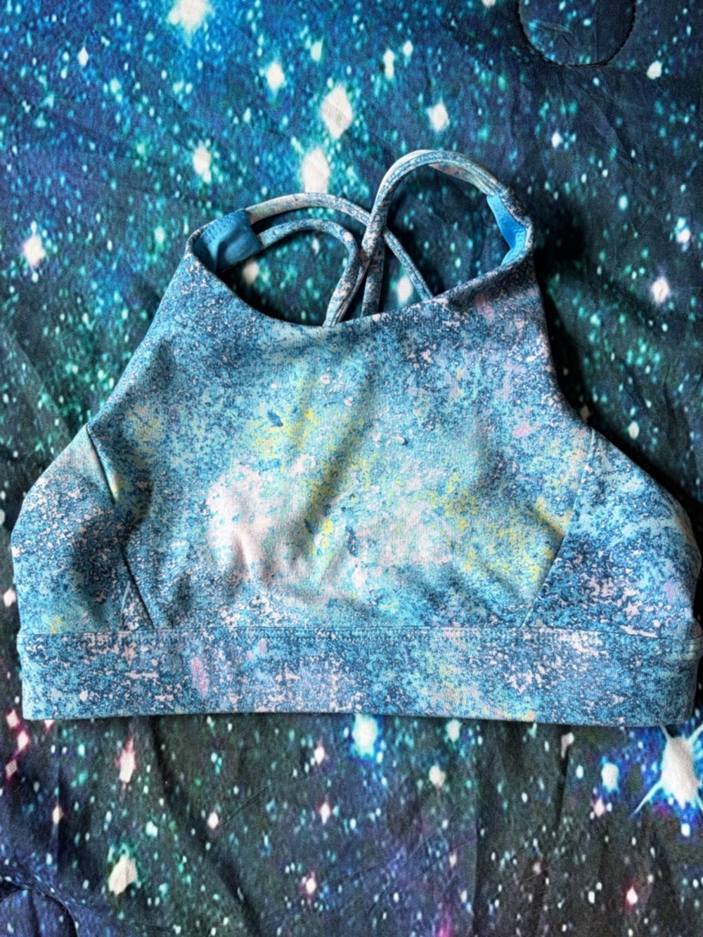 DSG Girls Blue Multicolor Marble Athletic Tank Top